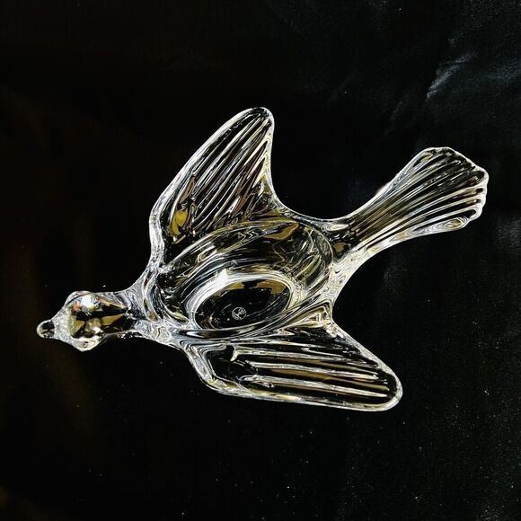 French Baccarat France Crystal Flying Dove Bird Figurine Paperweight Candy Dish